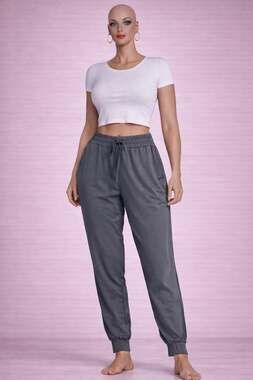 Women’s Gray Jogger Pants Size Large Soft Stretch Lounge Athletic Sweatpants